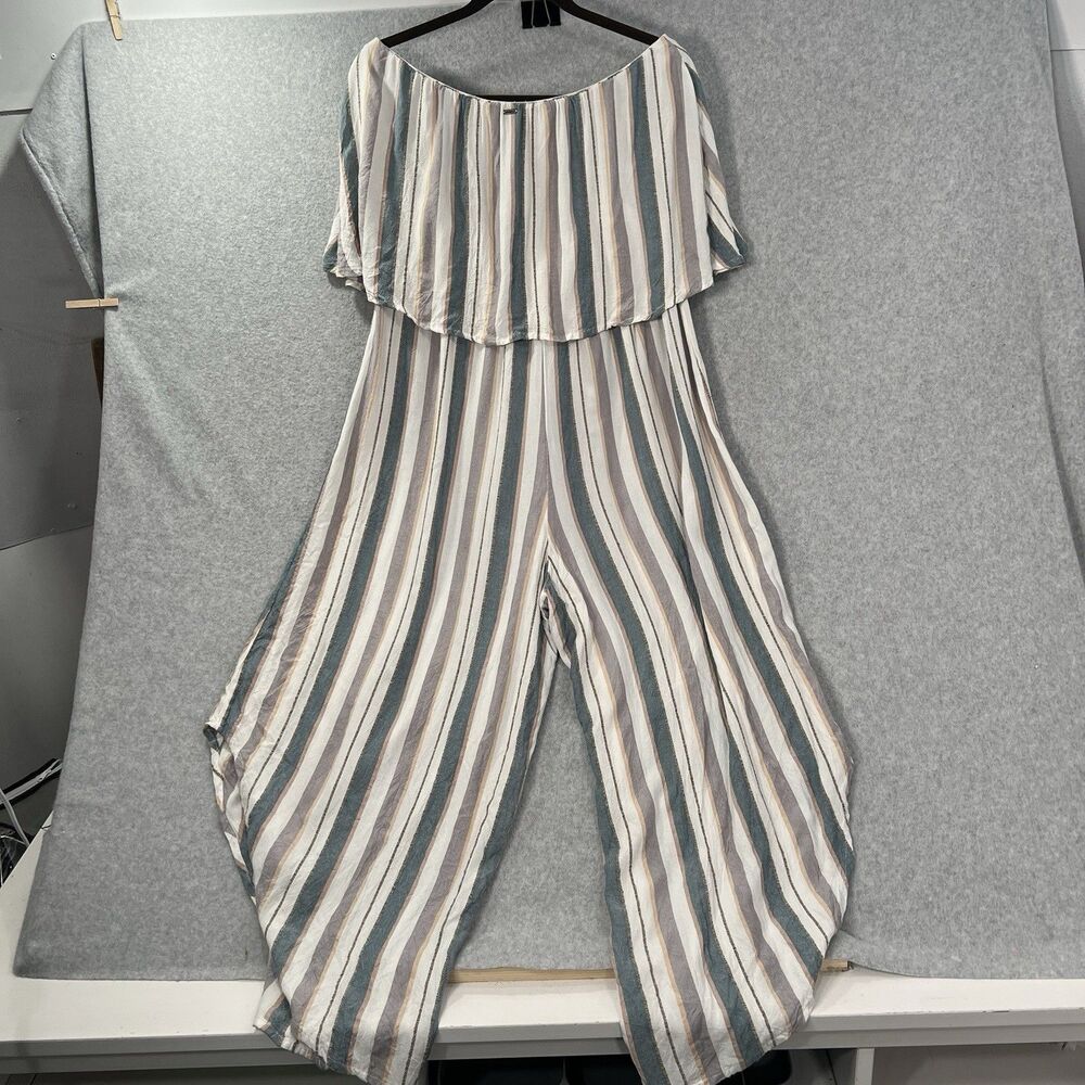 ONeill Strapless Romper Jumpsuit Women Size XL Striped Casual cover up resort - Picture 2 of 10